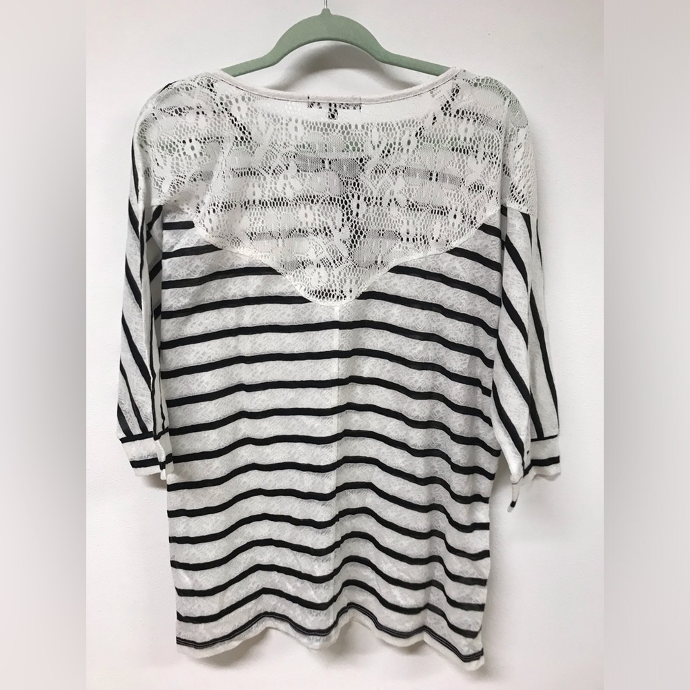 Women's 3/4 Sleeve Stripe Printed Long Top T Shirt Clothing Blouse Dress Top - Picture 2 of 4
